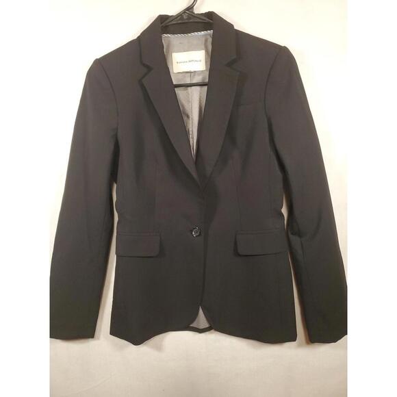 Banana Republic Womens 0P Black Notch Lapel Stretch One Button Blazer Jacket - Picture 1 of 9